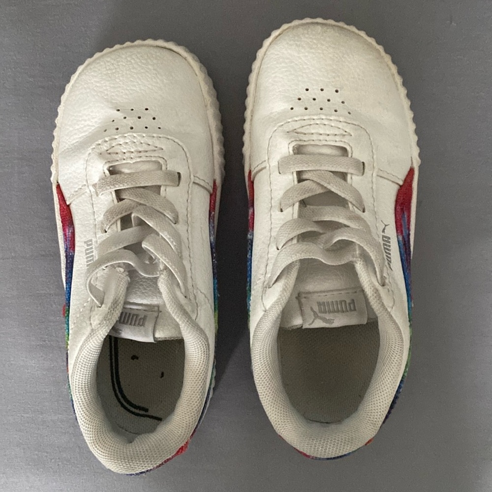 Puma White Carina Tie Dye Big Kids Soft Foam Athletic Shoes Junior Size 9c